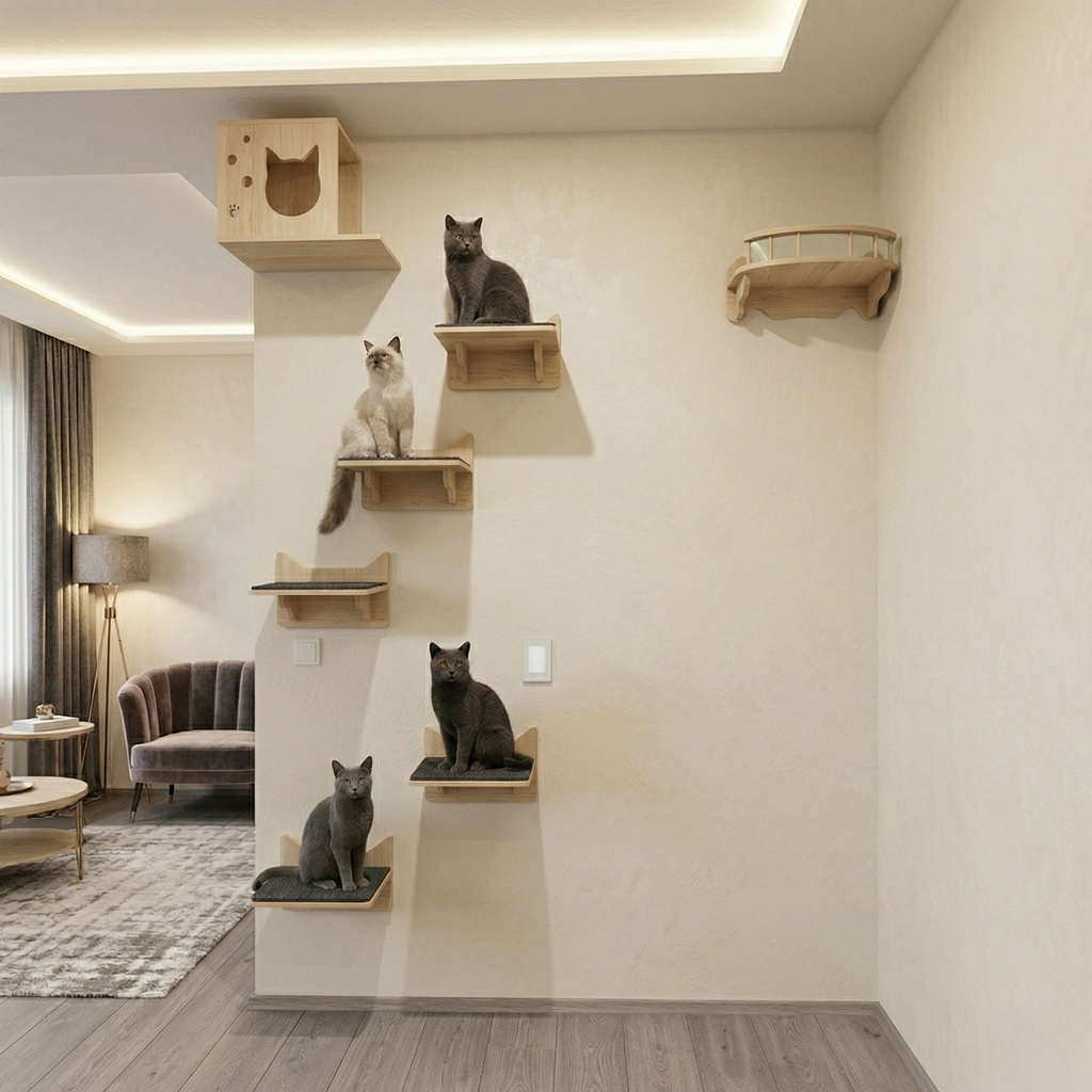 Como - Wall-Mounted Cat Shelves Playground