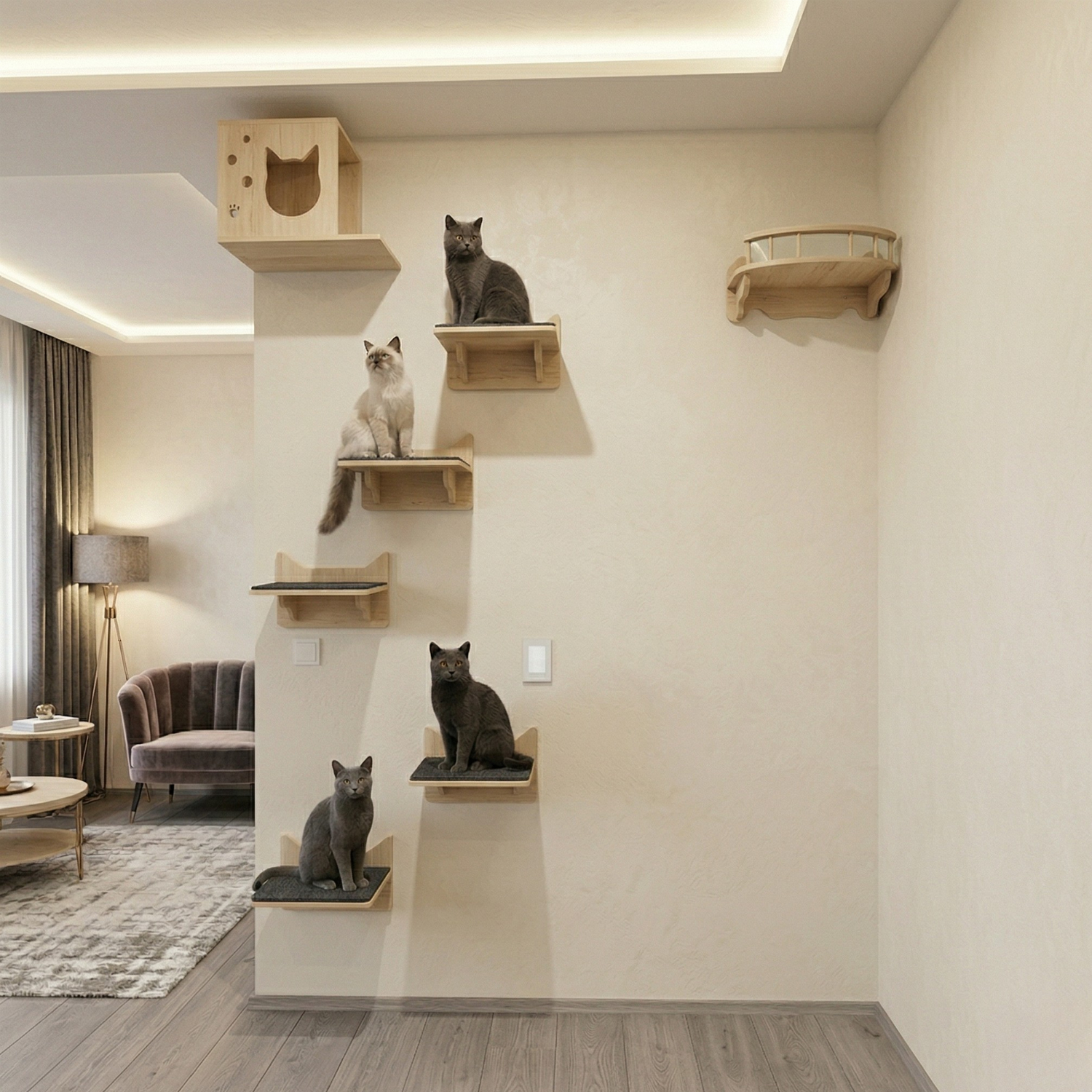 Como - Wall-Mounted Cat Shelves Playground