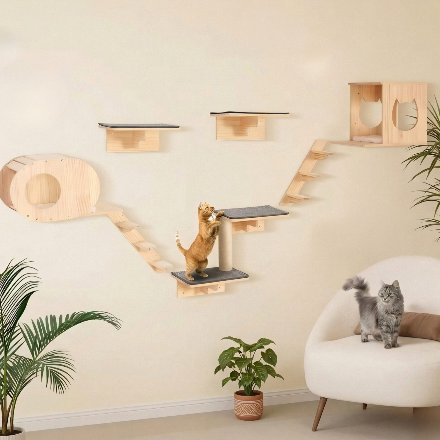 Como - Wall-Mounted Cat Shelves Playground