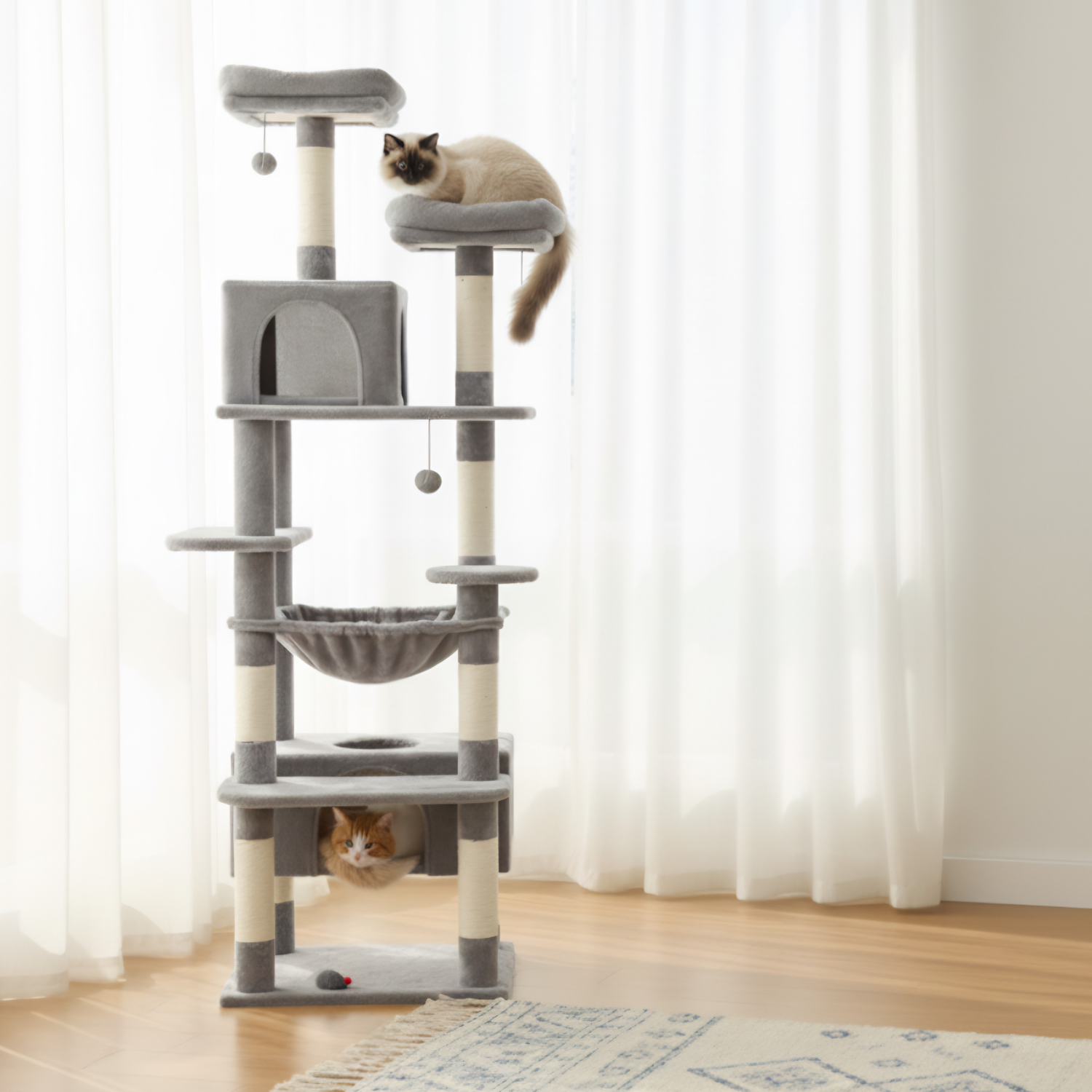 Milano - 53-72" Cat Tree Tower for Indoor Cats
