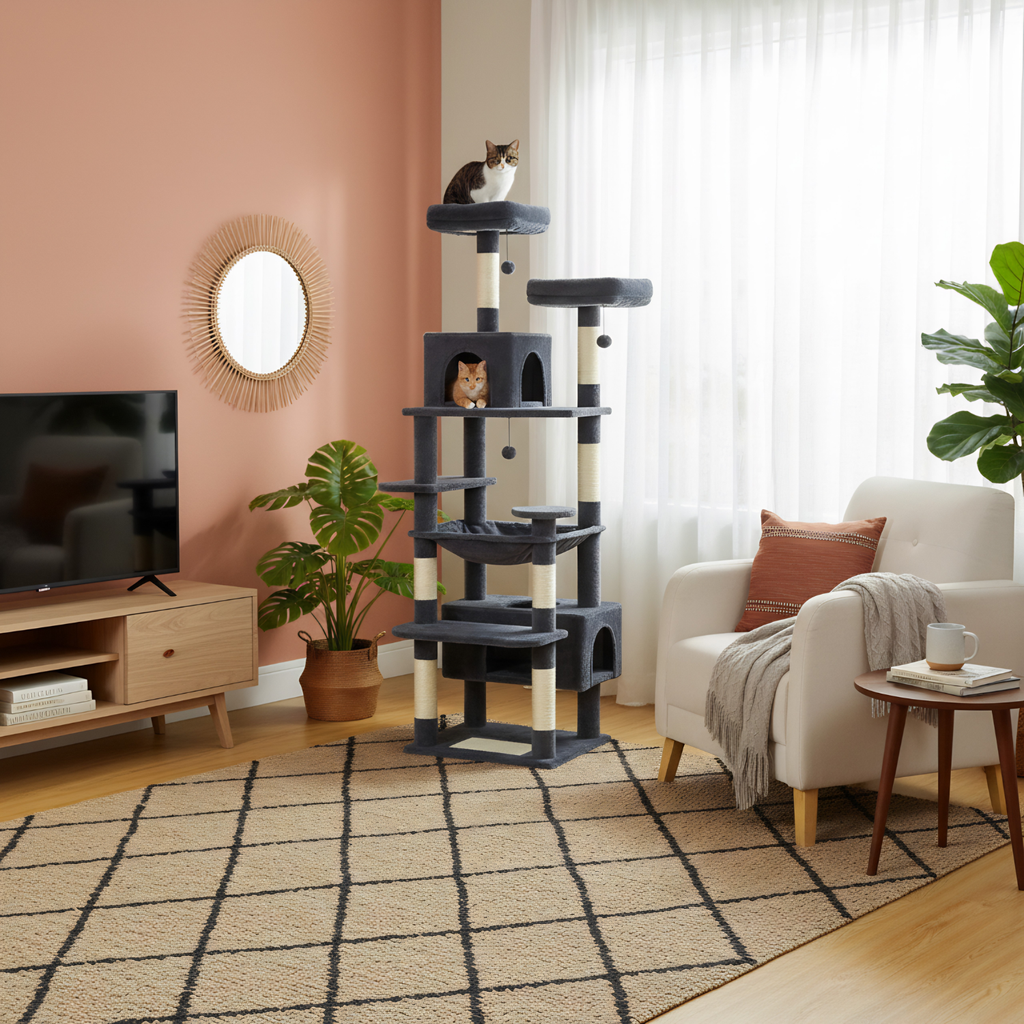Milano - 53-72" Cat Tree Tower for Indoor Cats