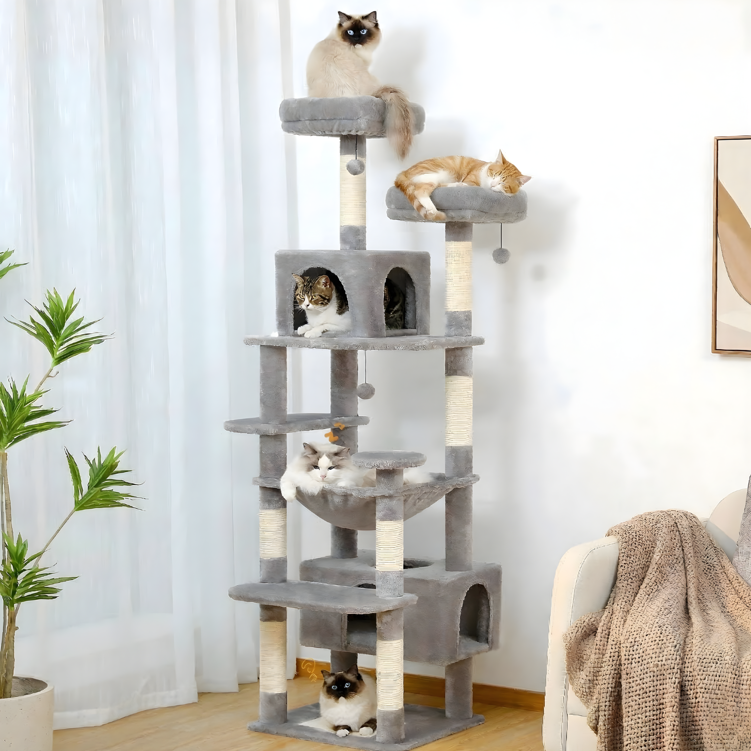 Milano - 53-72" Cat Tree Tower for Indoor Cats
