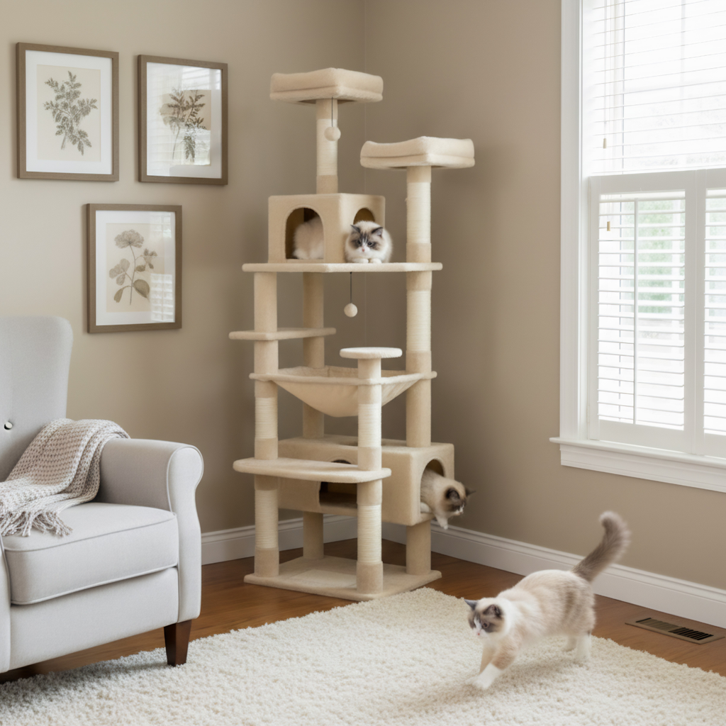 Milano - 53-72" Cat Tree Tower for Indoor Cats