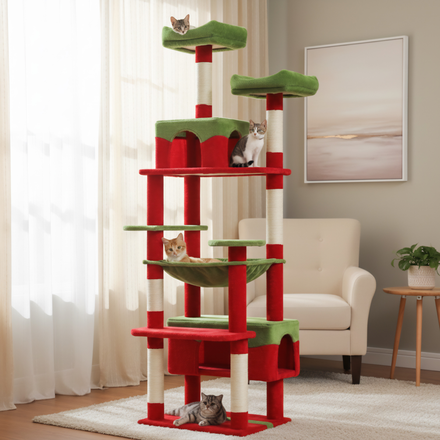 Milano - 53-72" Cat Tree Tower for Indoor Cats