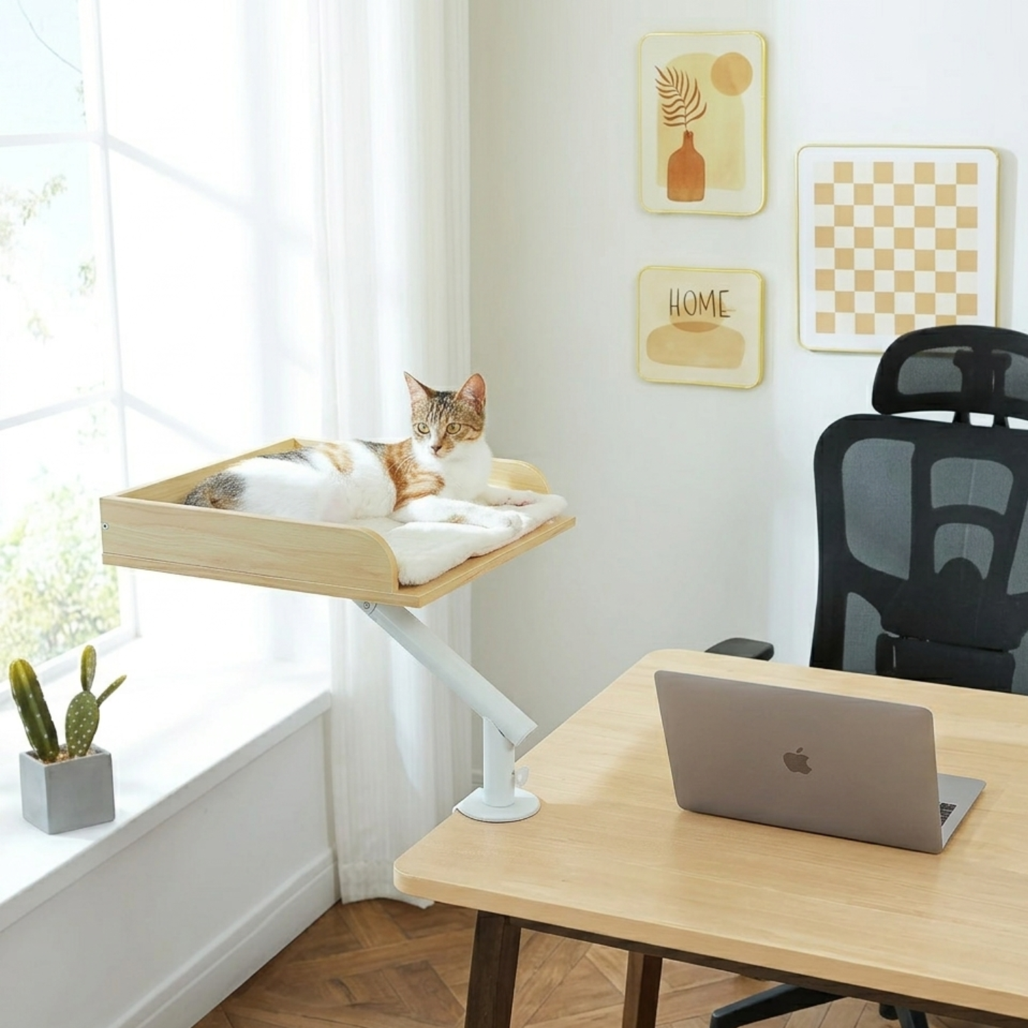 Stromboli - 15x15" Modern Wood Rotating Workspace Cat Perch