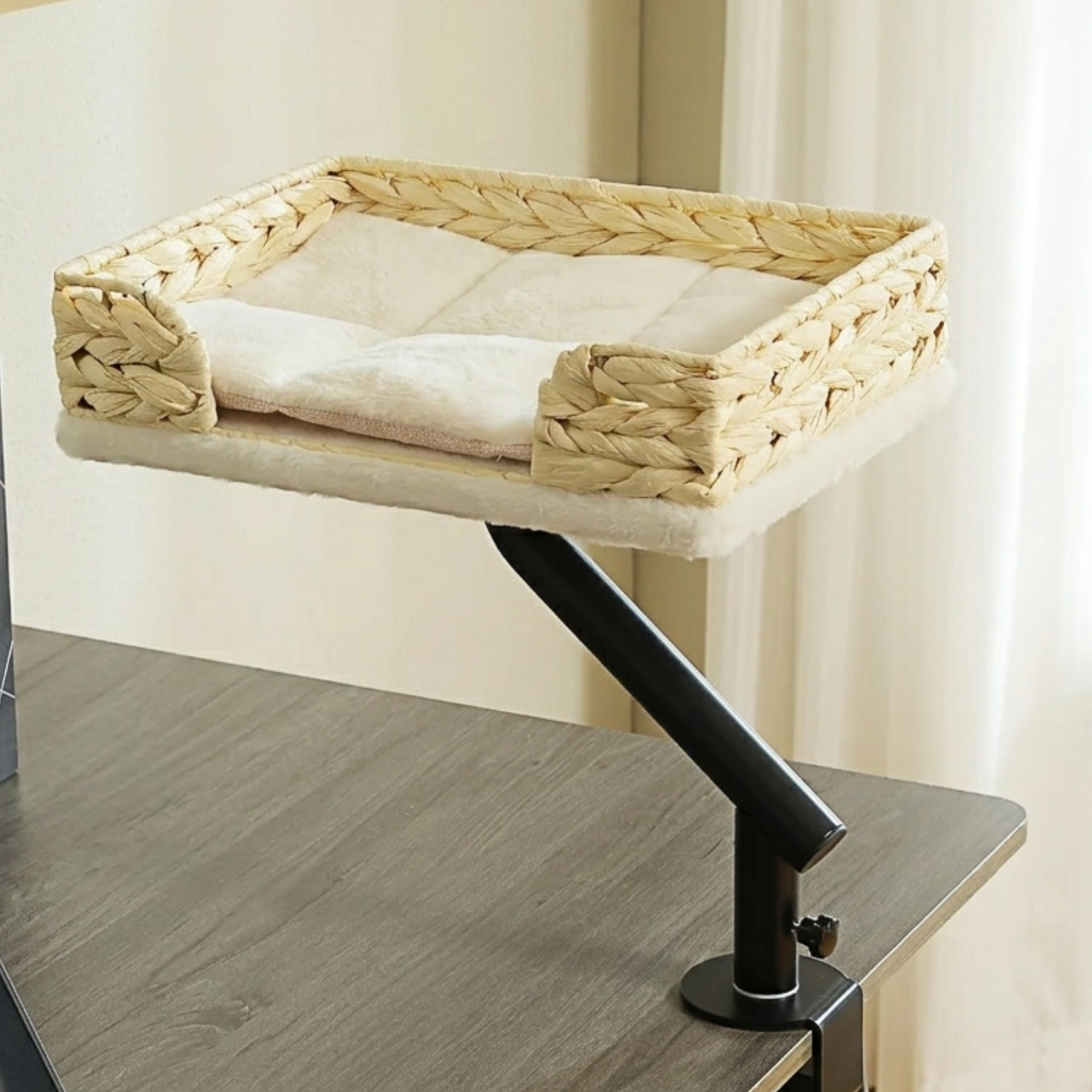 Procida - 12x16" Woven Rattan Style Rotating Workspace Cat Perch