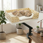 Procida - 12x16" Woven Rattan Style Rotating Workspace Cat Perch