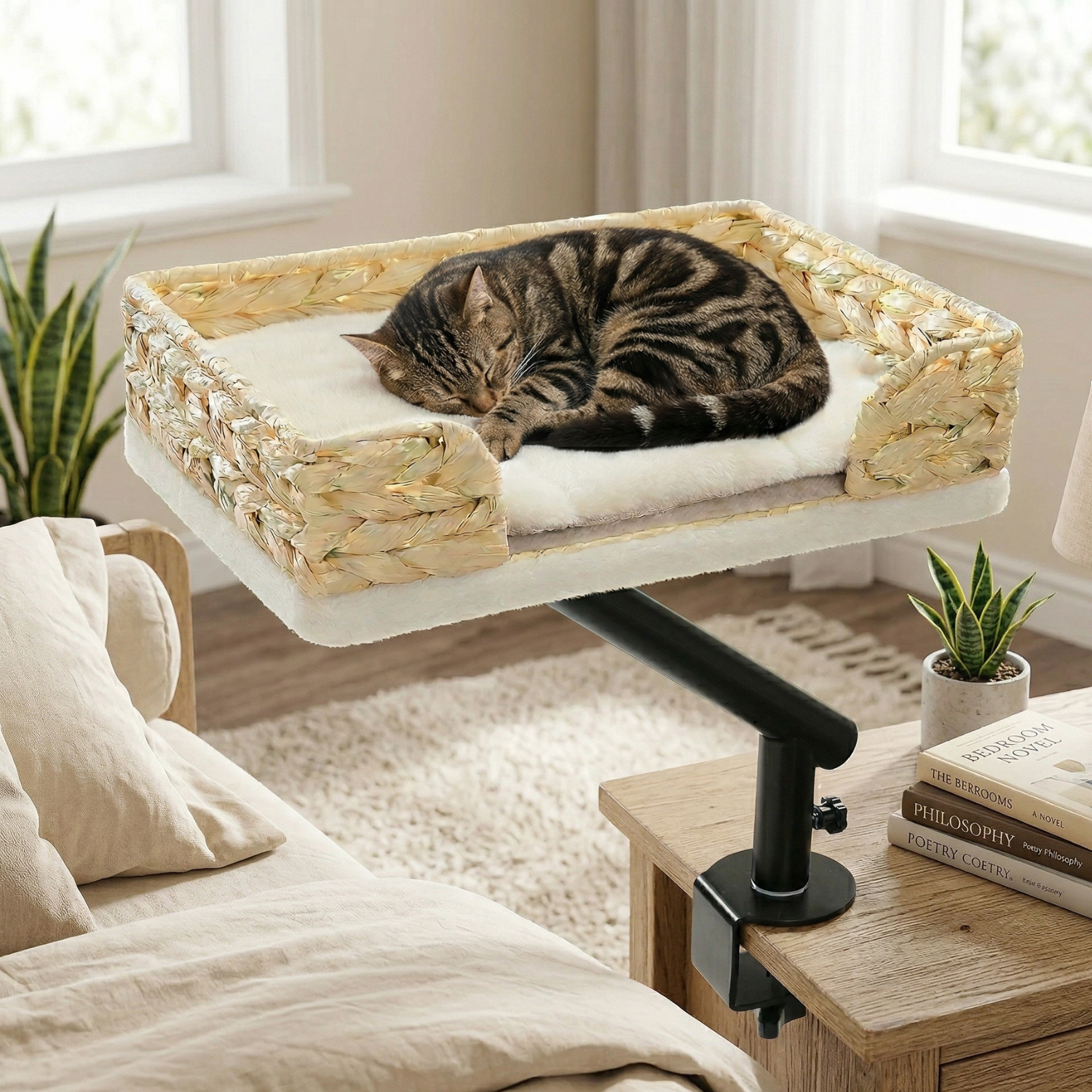 Procida - 12x16" Woven Rattan Style Rotating Workspace Cat Perch