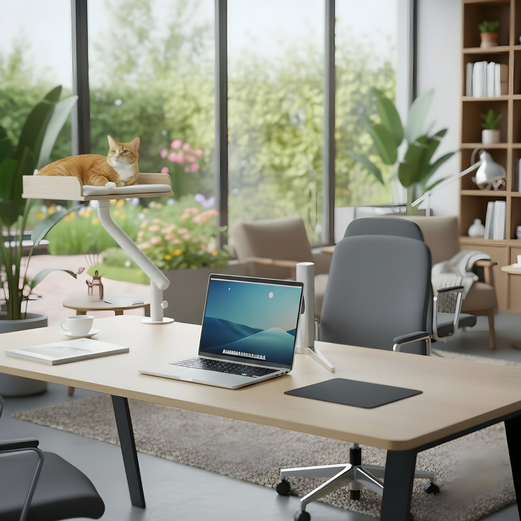 Stromboli - 15x15" Modern Wood Rotating Workspace Cat Perch