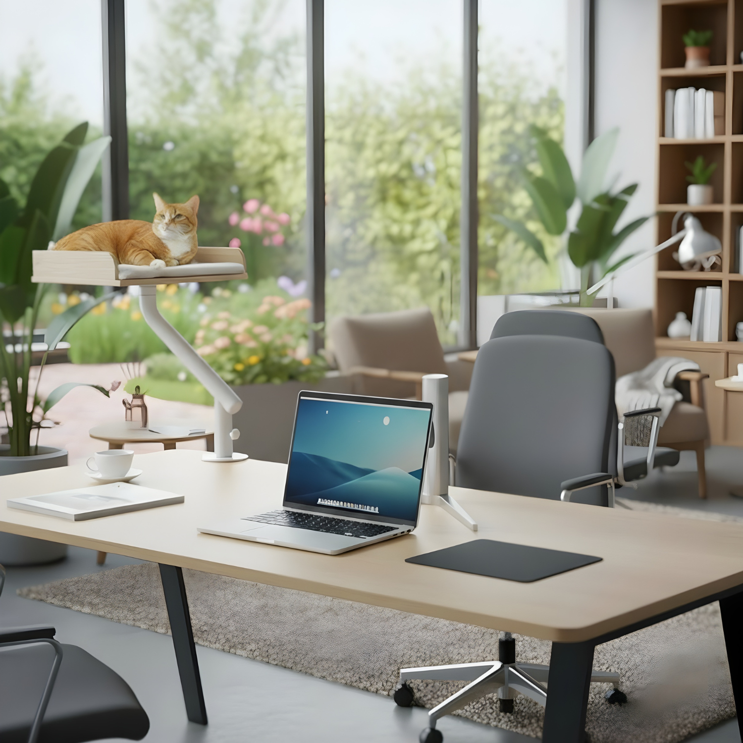 Stromboli - 15x15" Modern Wood Rotating Workspace Cat Perch