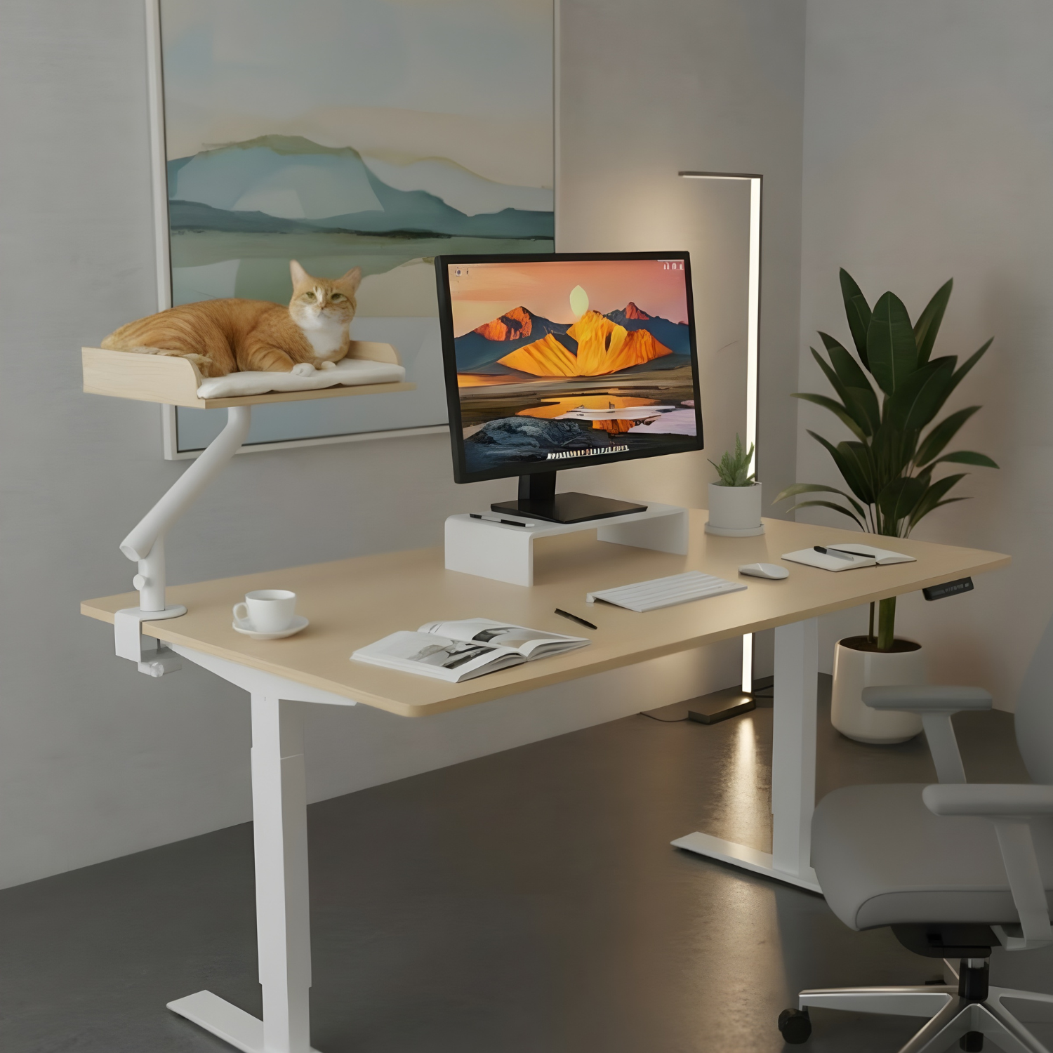 Stromboli - 15x15" Modern Wood Rotating Workspace Cat Perch