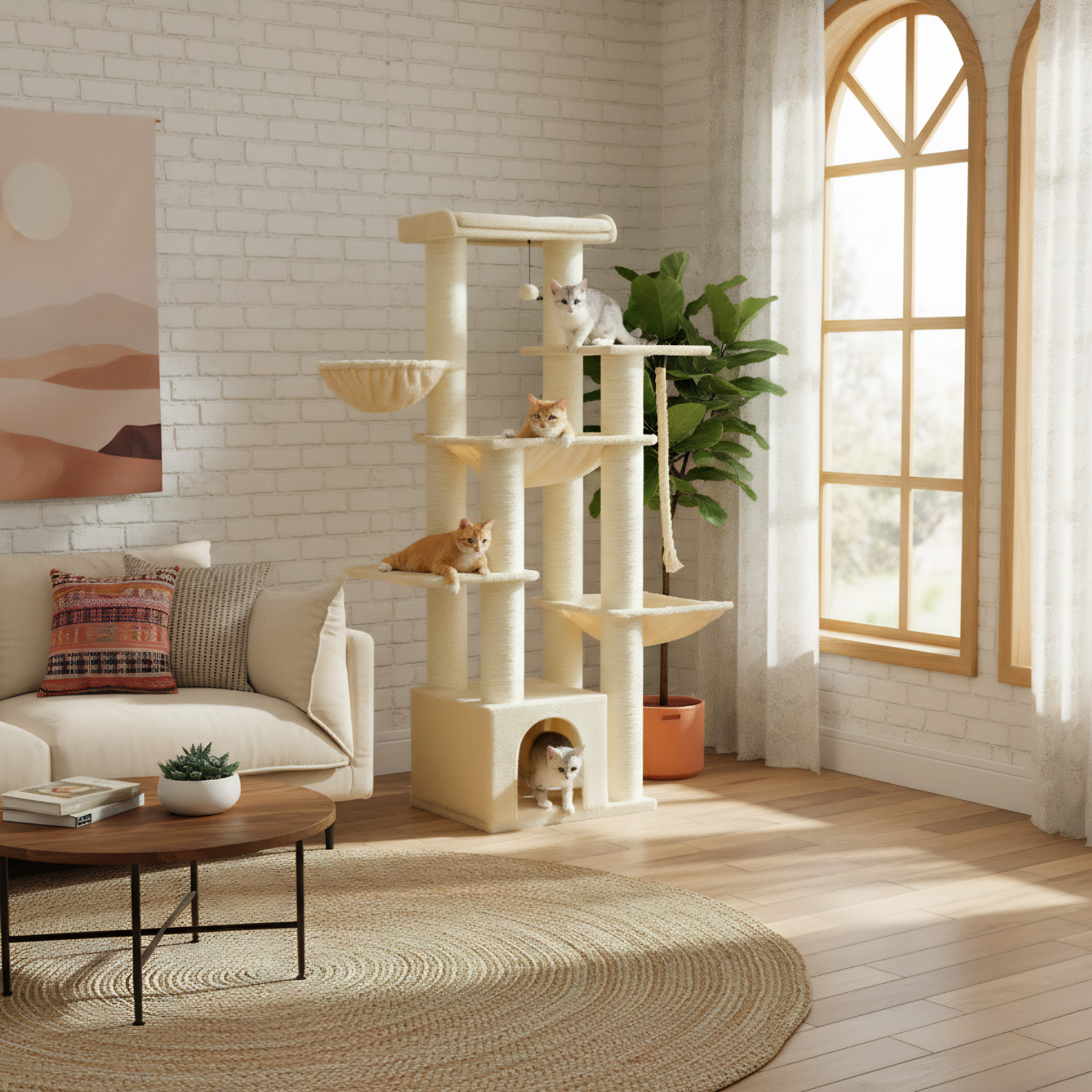 Rome – 70.9" Big Cat Tree for Large Cats with Multi-Level Comfort & Stability