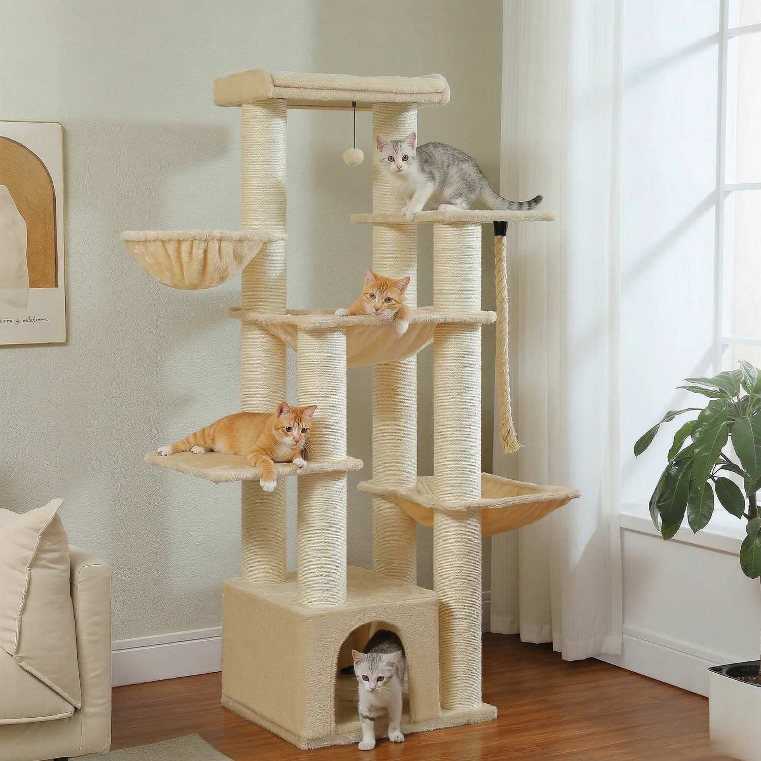 Rome – 70.9" Big Cat Tree for Large Cats with Multi-Level Comfort & Stability