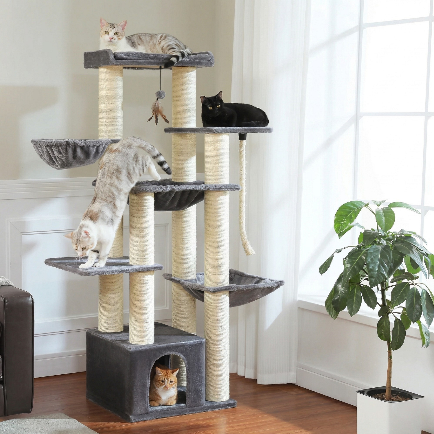Rome – 70.9" Big Cat Tree for Large Cats with Multi-Level Comfort & Stability