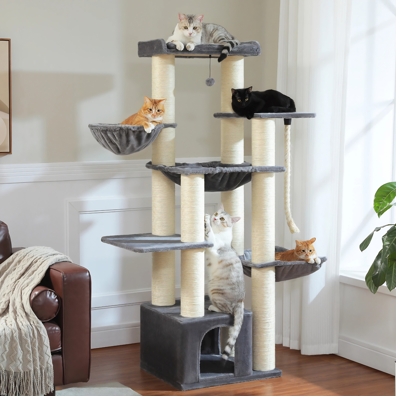 Rome – 70.9" Big Cat Tree for Large Cats with Multi-Level Comfort & Stability