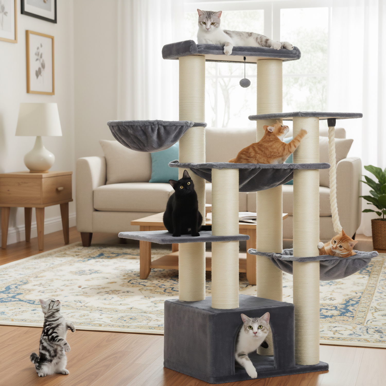 Rome – 70.9" Big Cat Tree for Large Cats with Multi-Level Comfort & Stability