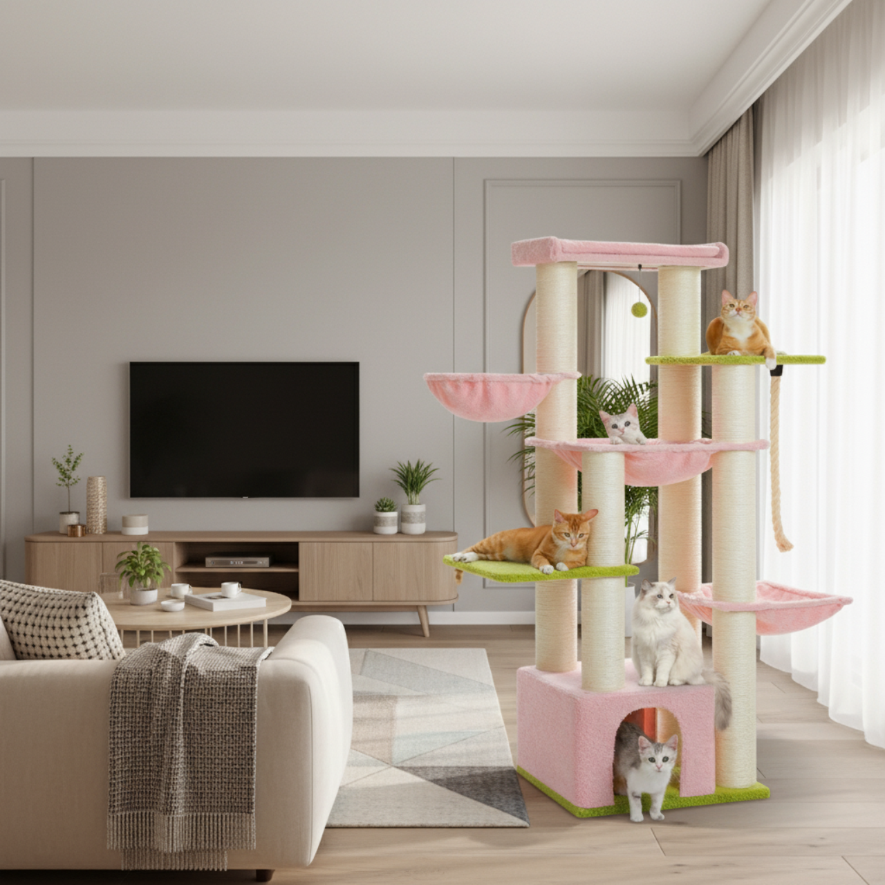 Rome – 70.9" Big Cat Tree for Large Cats with Multi-Level Comfort & Stability