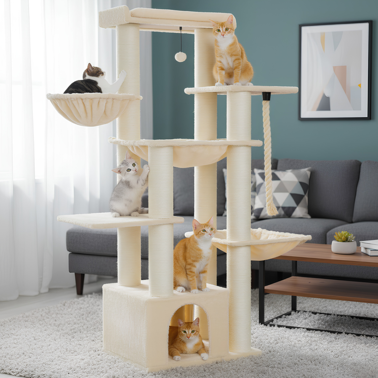 Rome – 70.9" Big Cat Tree for Large Cats with Multi-Level Comfort & Stability