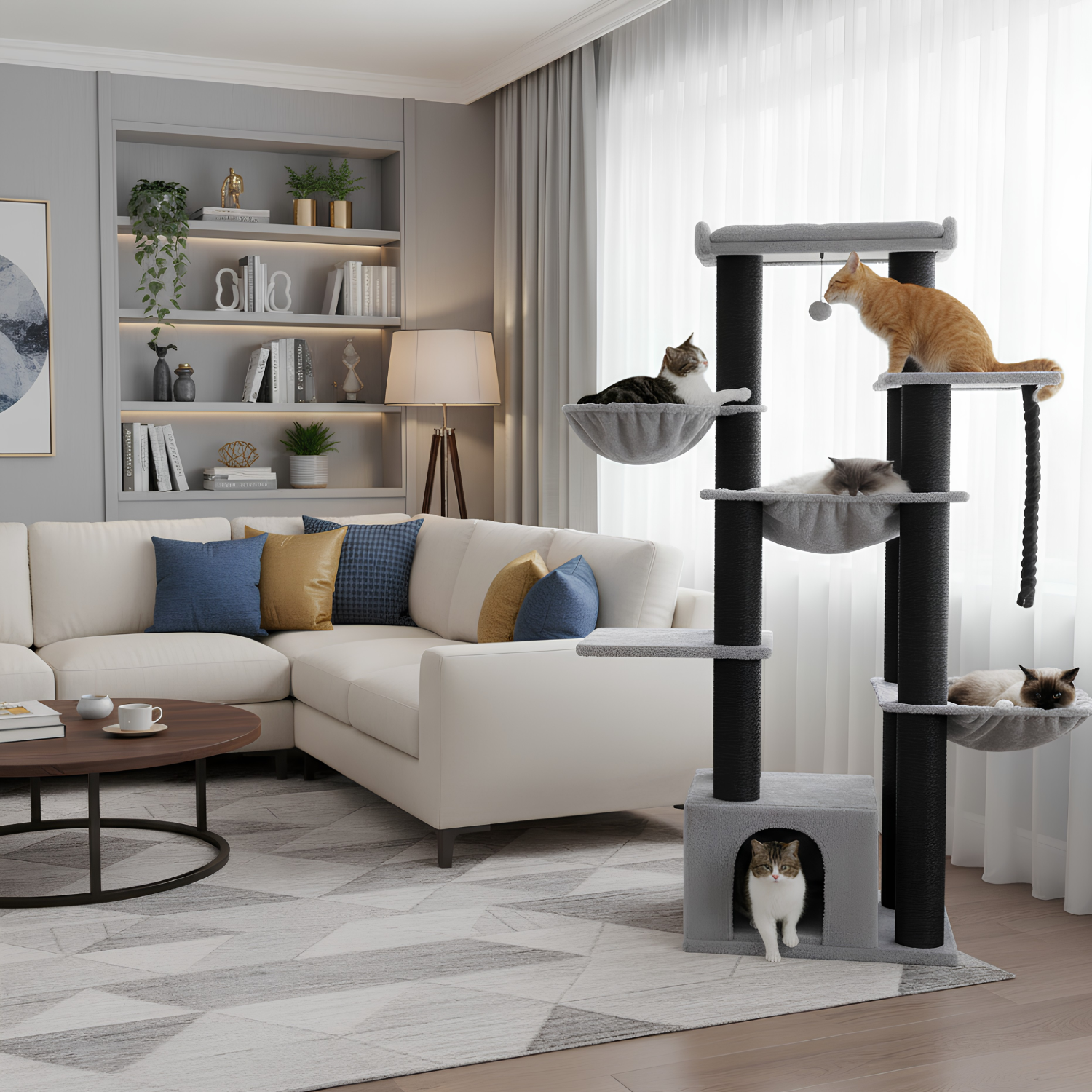 Rome – 70.9" Big Cat Tree for Large Cats with Multi-Level Comfort & Stability