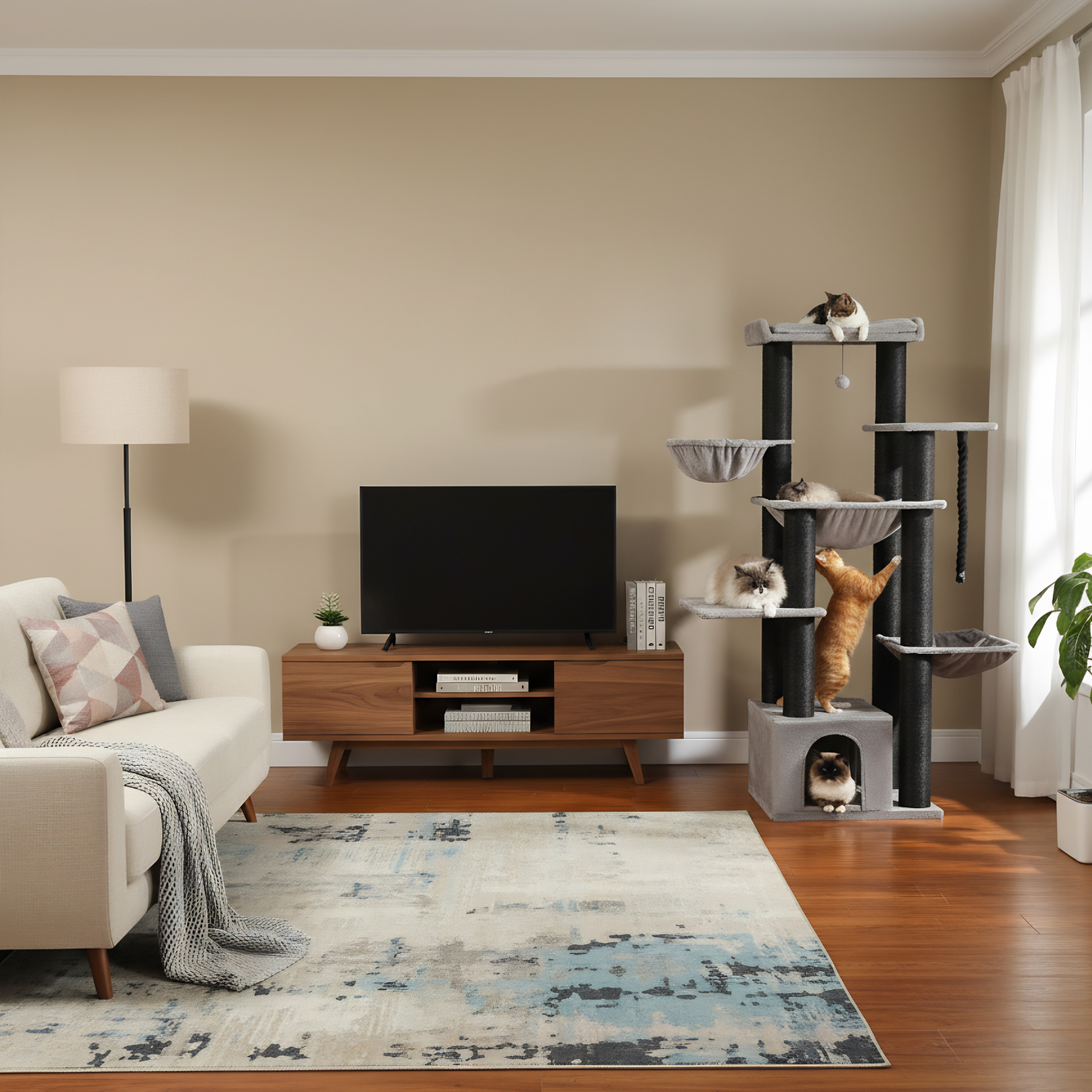 Rome – 70.9" Big Cat Tree for Large Cats with Multi-Level Comfort & Stability