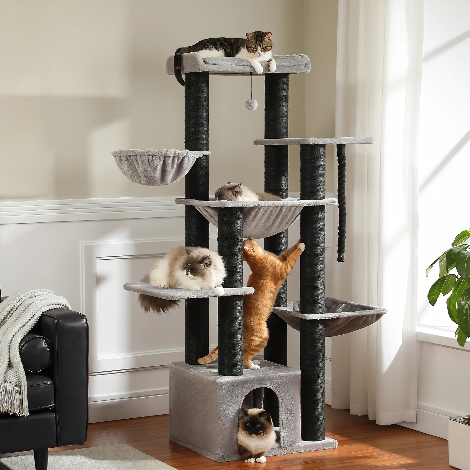 Rome – 70.9" Big Cat Tree for Large Cats with Multi-Level Comfort & Stability