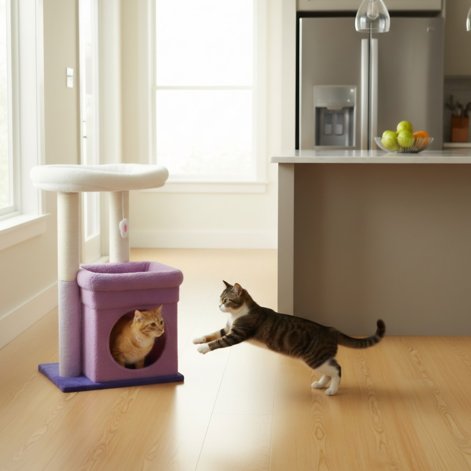 Sicily - 17" Cat Tree with Wide Perch & Cozy Hideaway