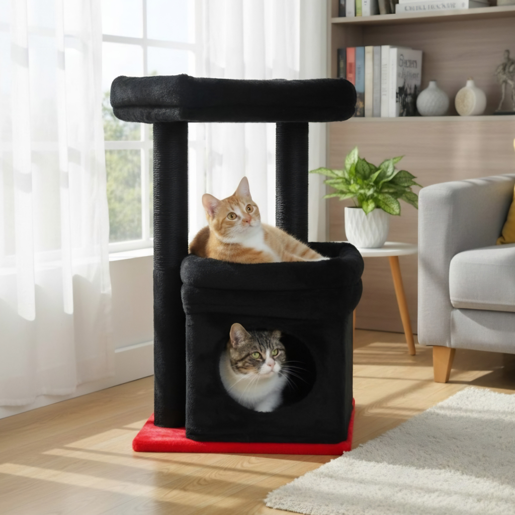 Sicily - 17" Cat Tree with Wide Perch & Cozy Hideaway