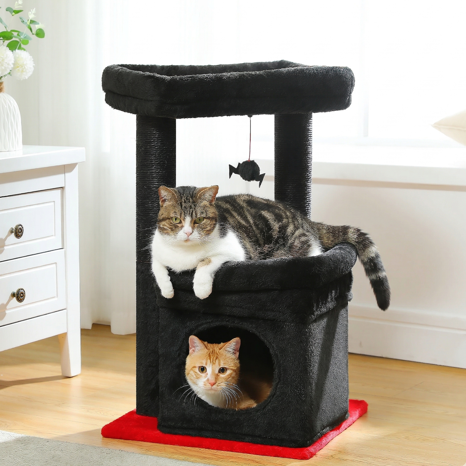 Sicily - 17" Cat Tree with Wide Perch & Cozy Hideaway