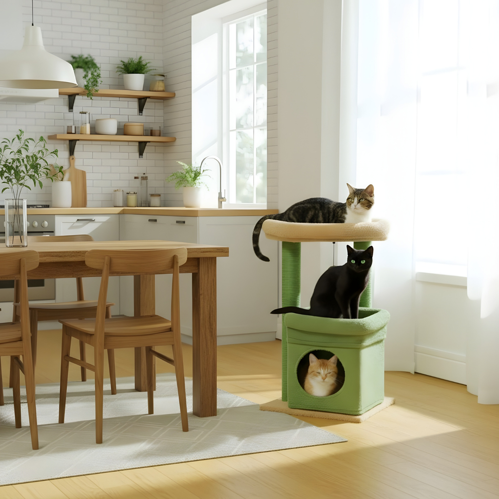 Sicily - 17" Cat Tree with Wide Perch & Cozy Hideaway