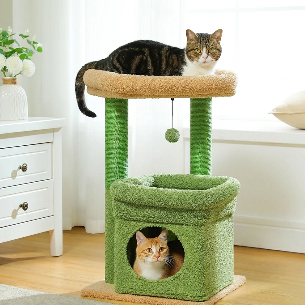 Sicily - 17" Cat Tree with Wide Perch & Cozy Hideaway