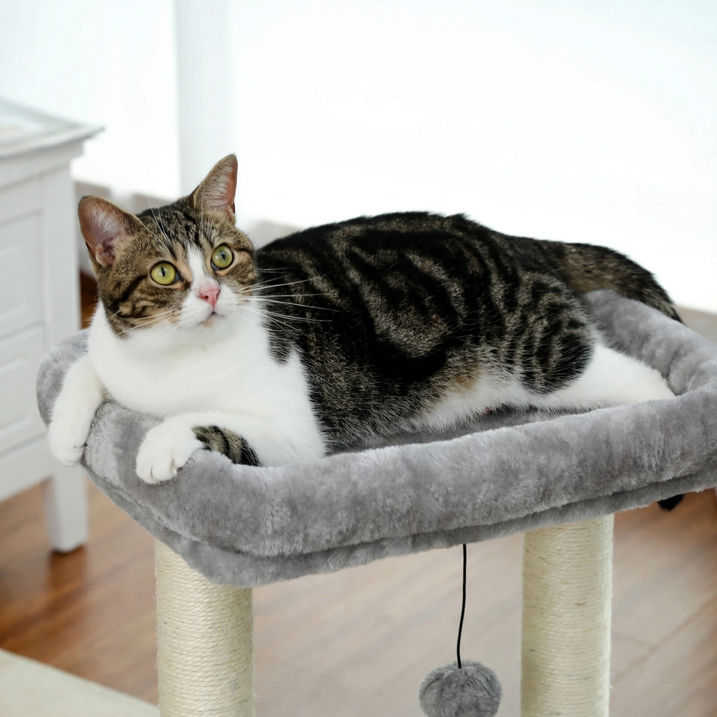 Sicily - 17" Cat Tree with Wide Perch & Cozy Hideaway