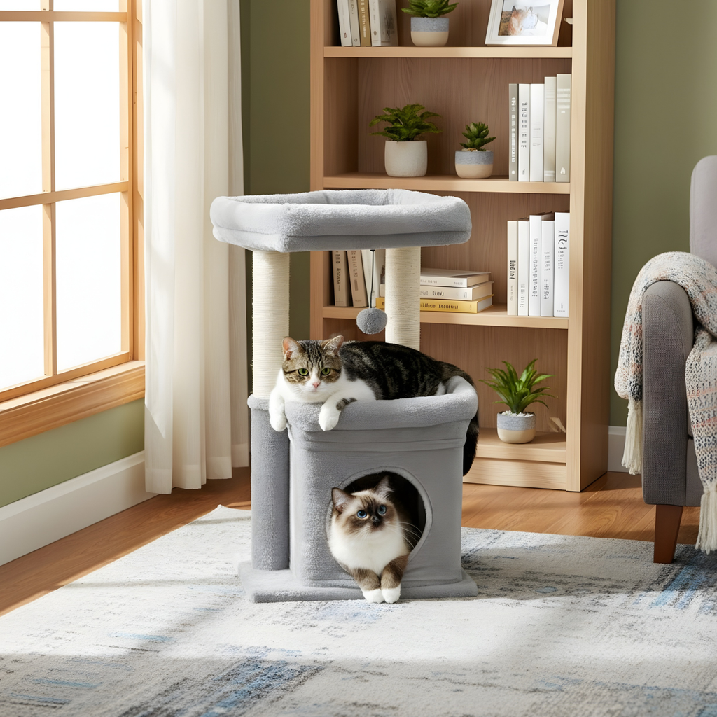 Sicily - 17" Cat Tree with Wide Perch & Cozy Hideaway