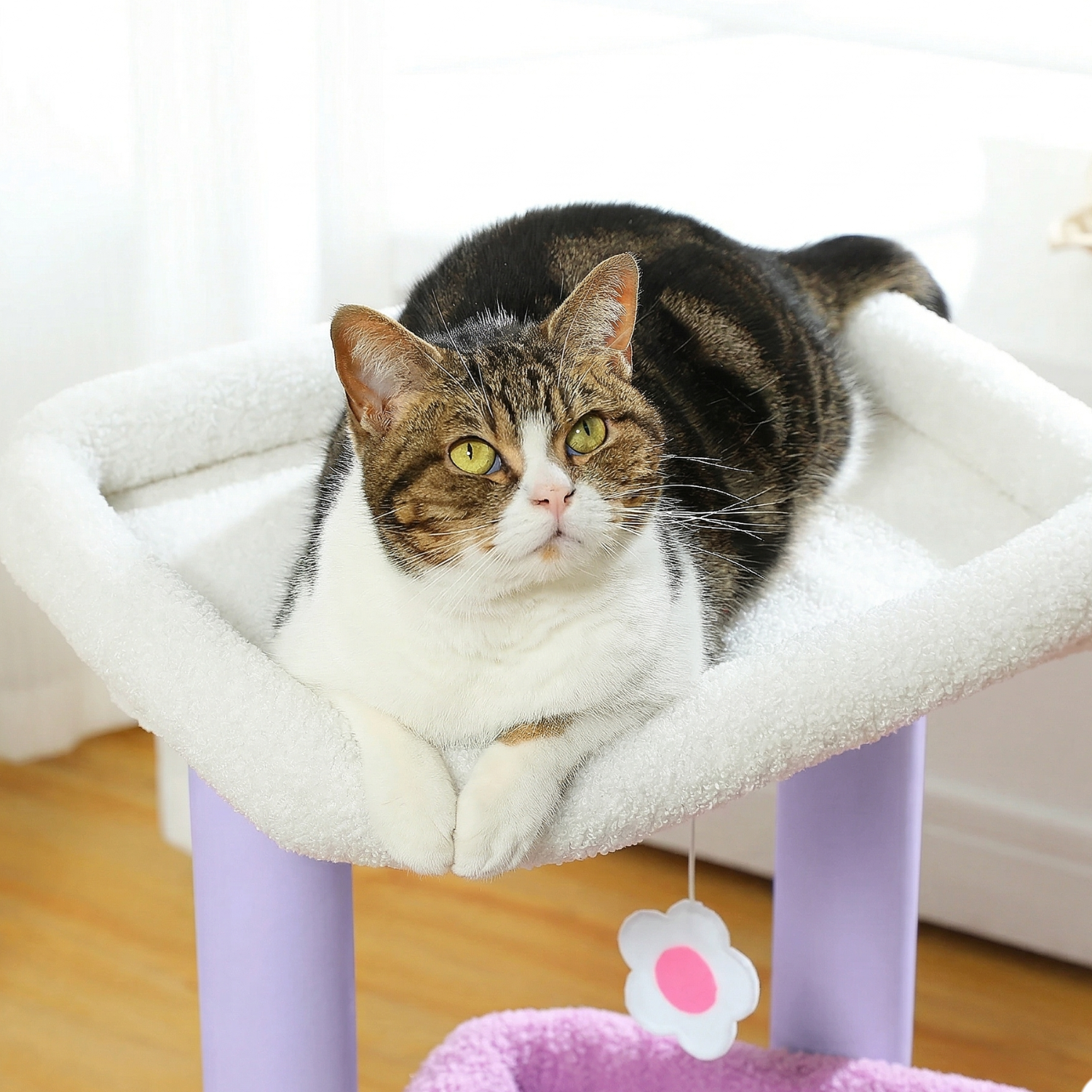 Sicily - 17" Cat Tree with Wide Perch & Cozy Hideaway