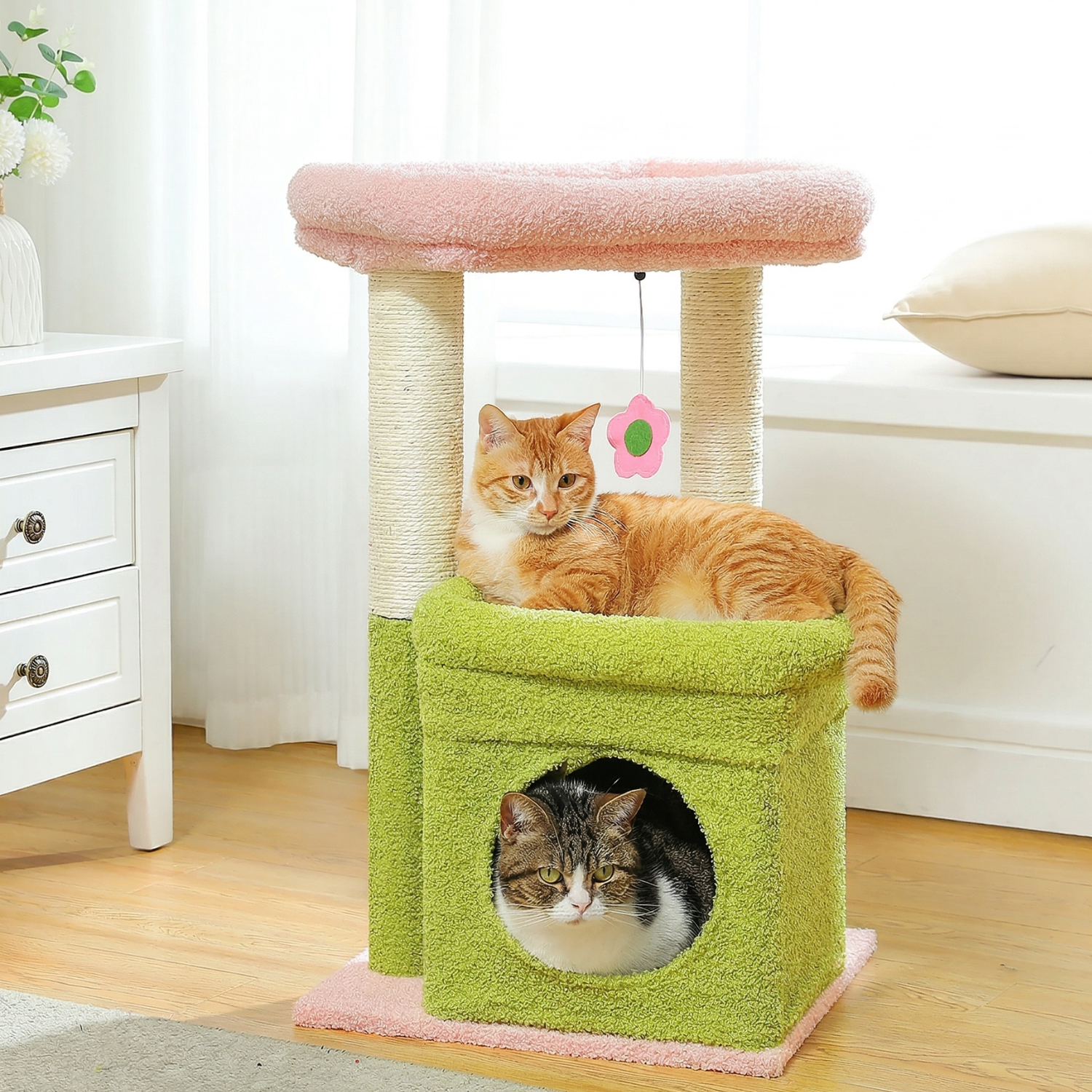 Sicily - 17" Cat Tree with Wide Perch & Cozy Hideaway