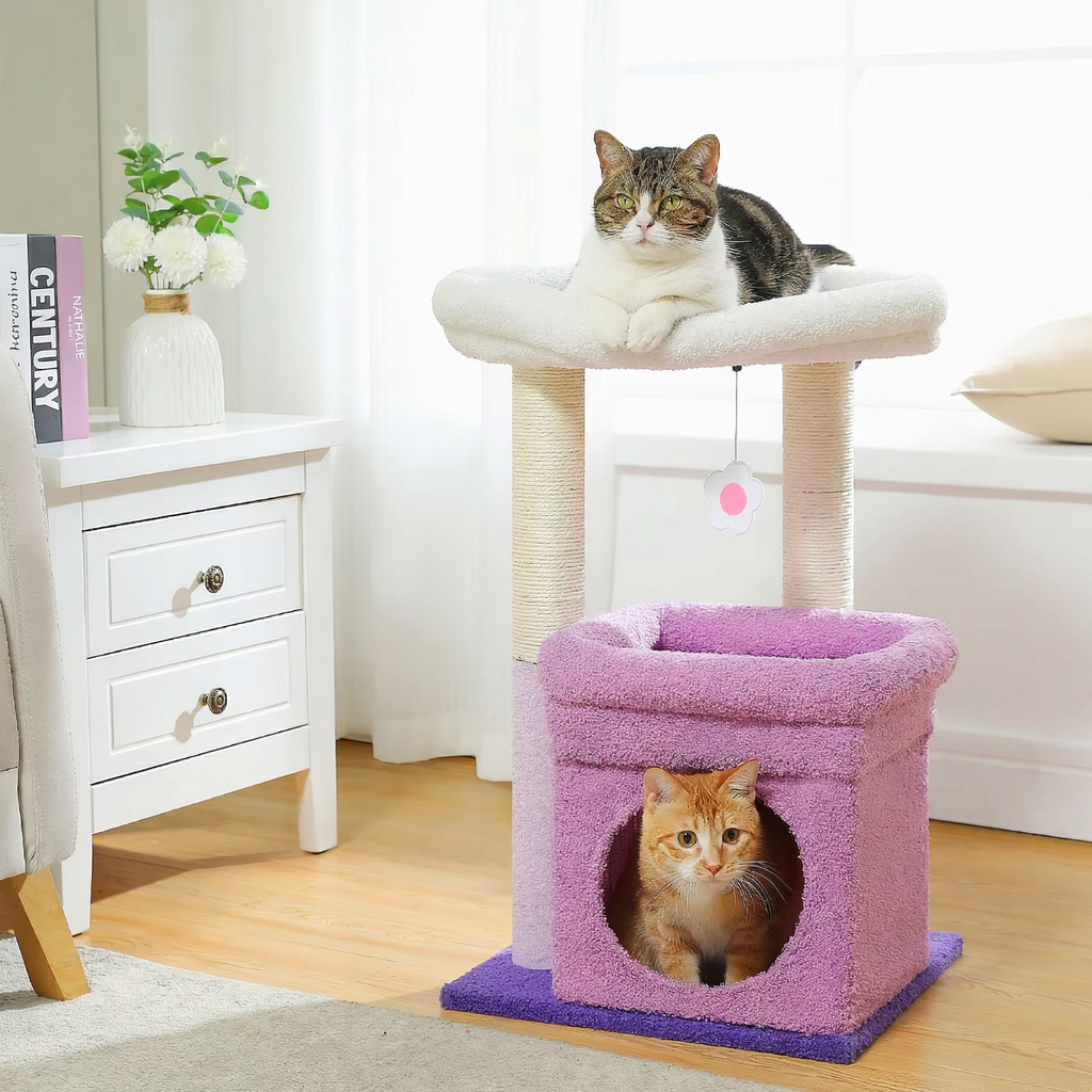 Sicily - 17" Cat Tree with Wide Perch & Cozy Hideaway