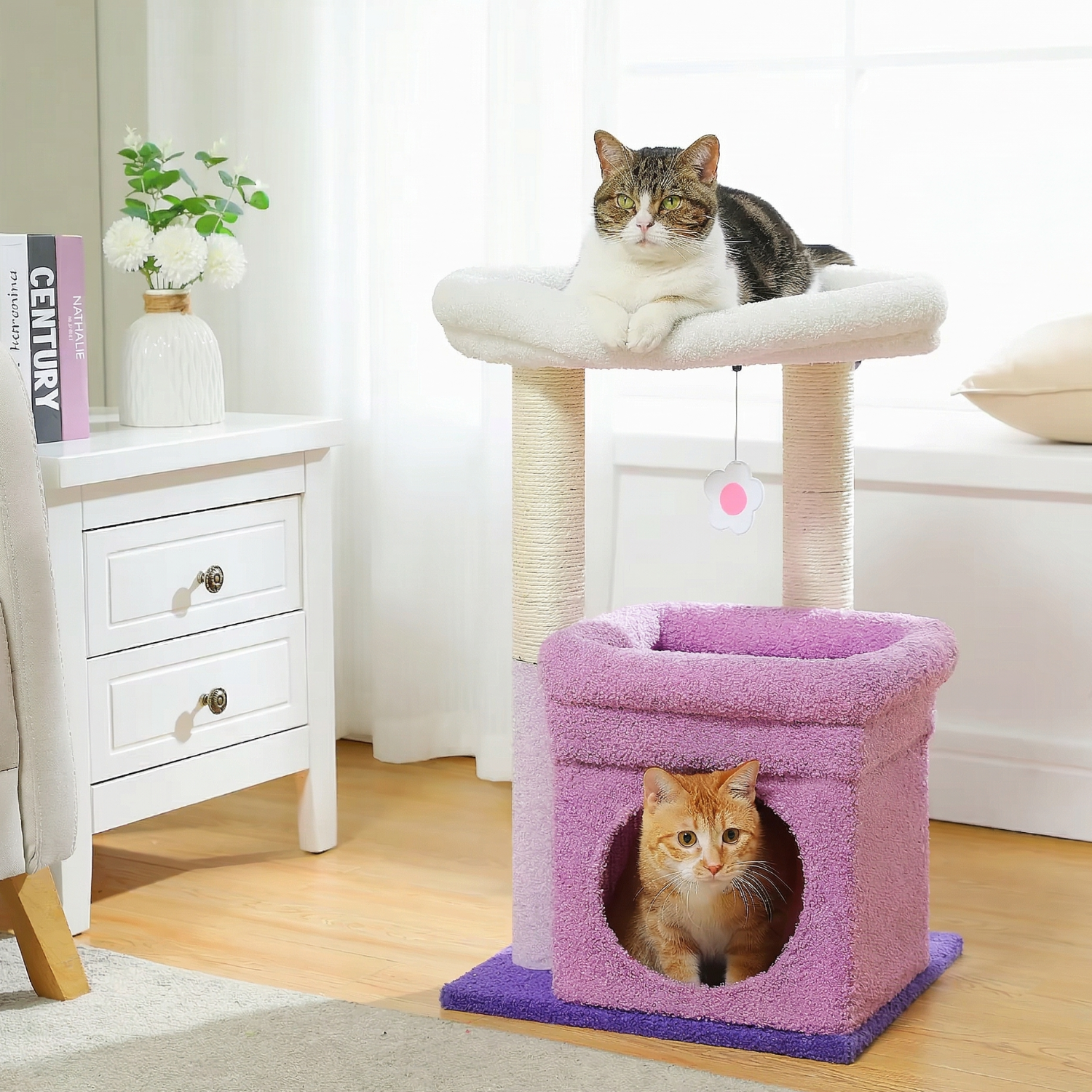 Sicily - 17" Cat Tree with Wide Perch & Cozy Hideaway