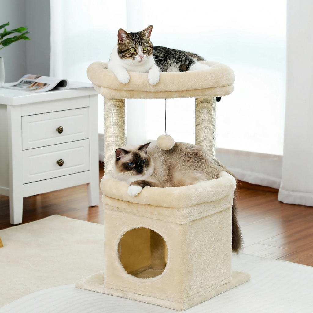 Sicily - 17" Cat Tree with Wide Perch & Cozy Hideaway