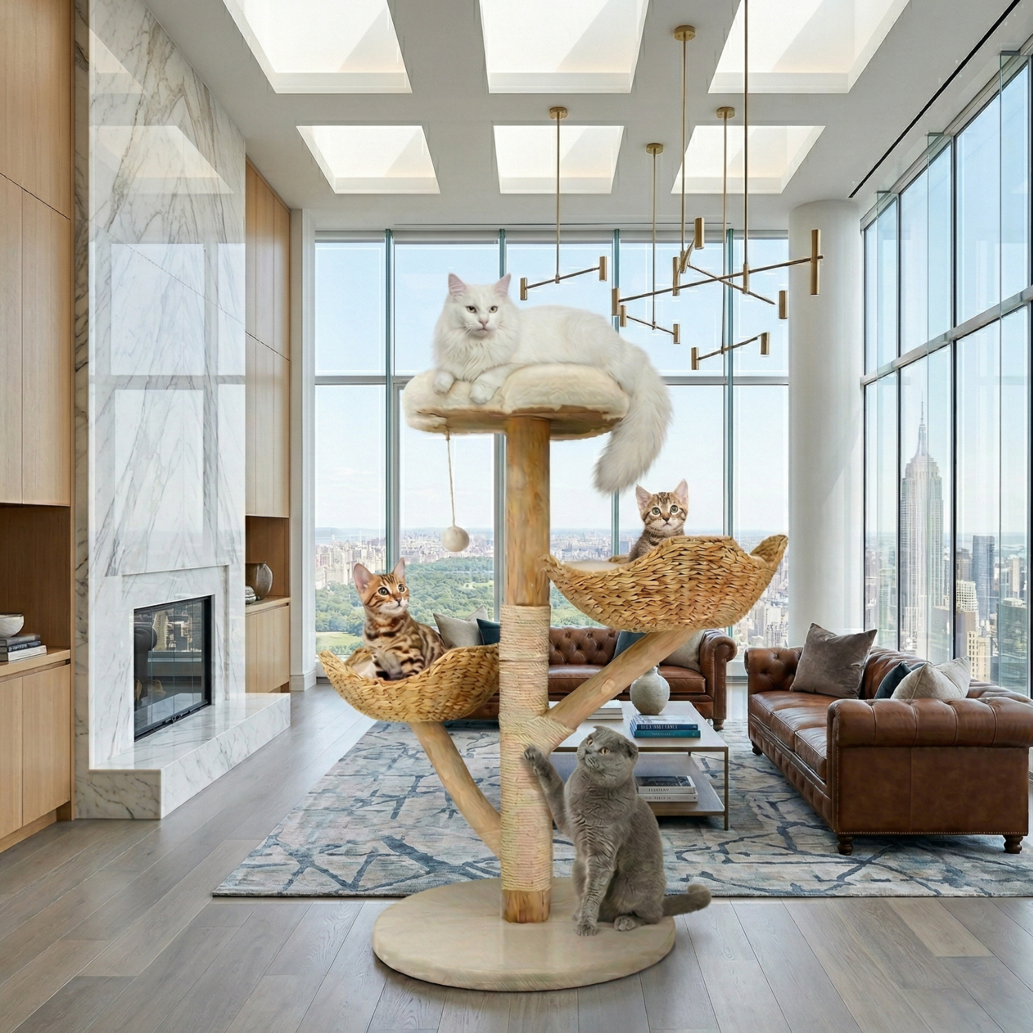 Siena - 43" Modern Cat Furniture Climbing Tree