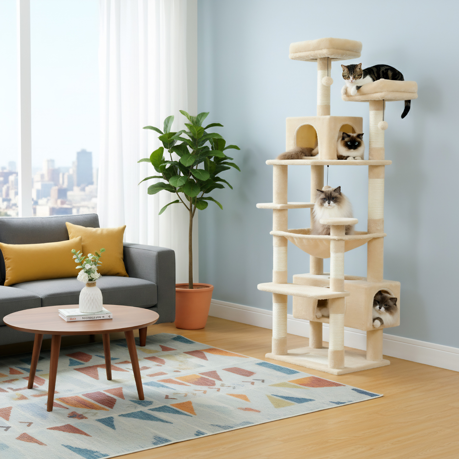 Milano - 53-72" Cat Tree Tower for Indoor Cats