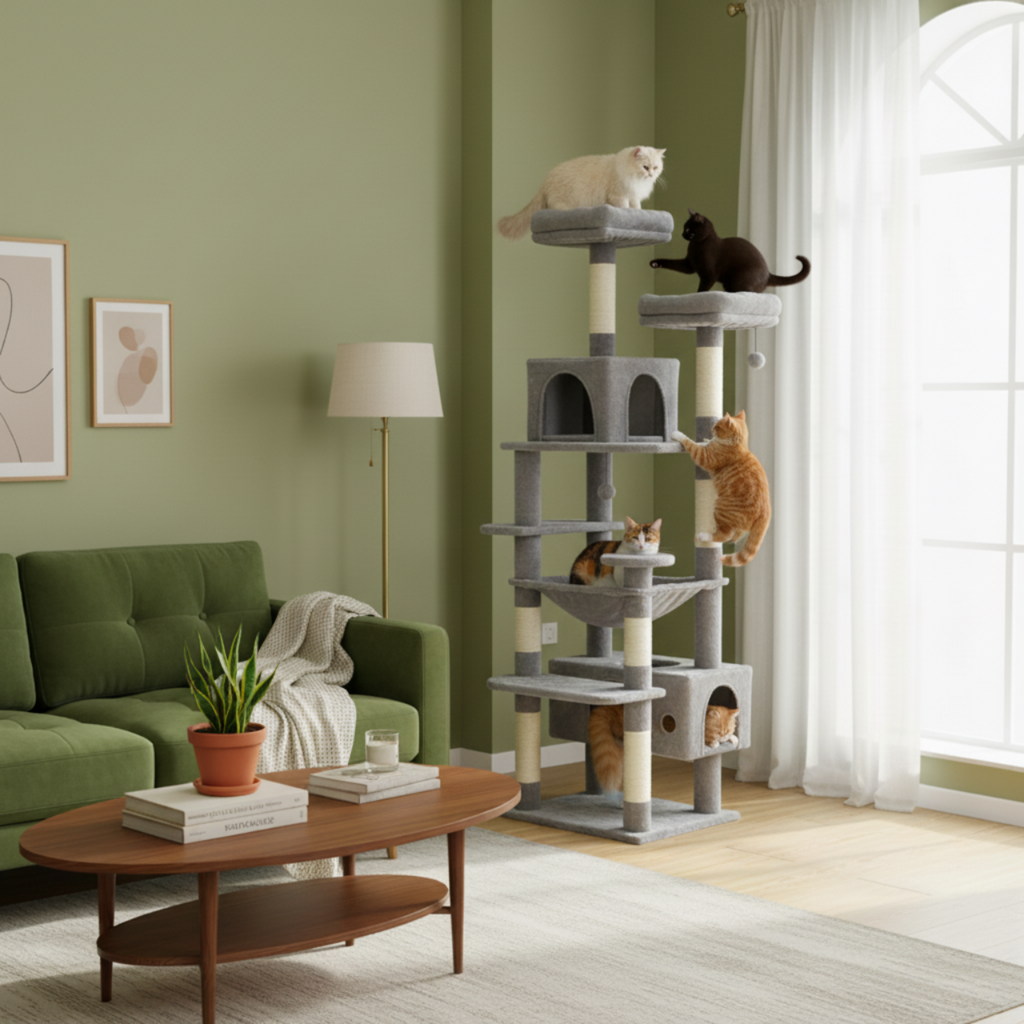 Milano - 53-72" Cat Tree Tower for Indoor Cats