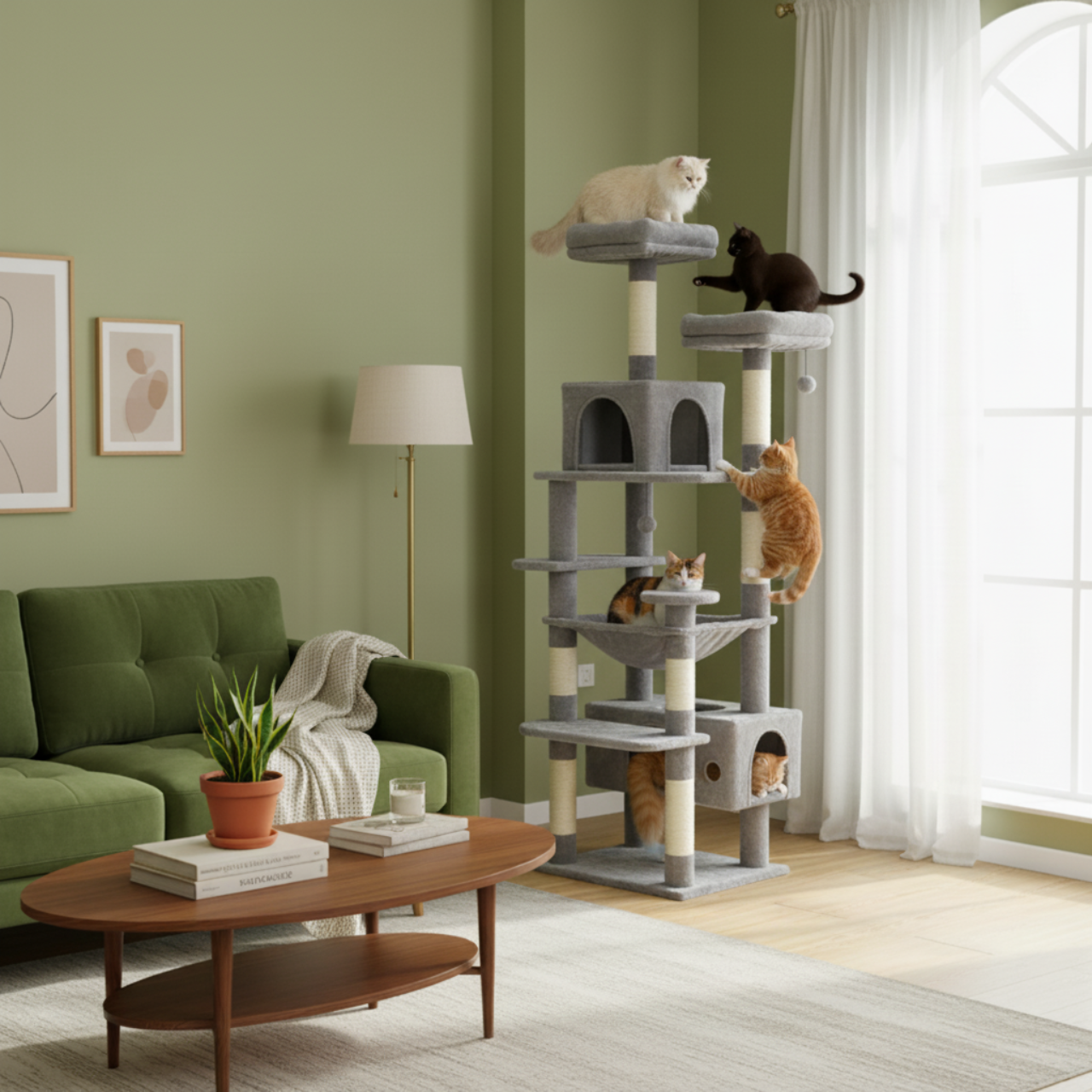 Milano - 53-72" Cat Tree Tower for Indoor Cats